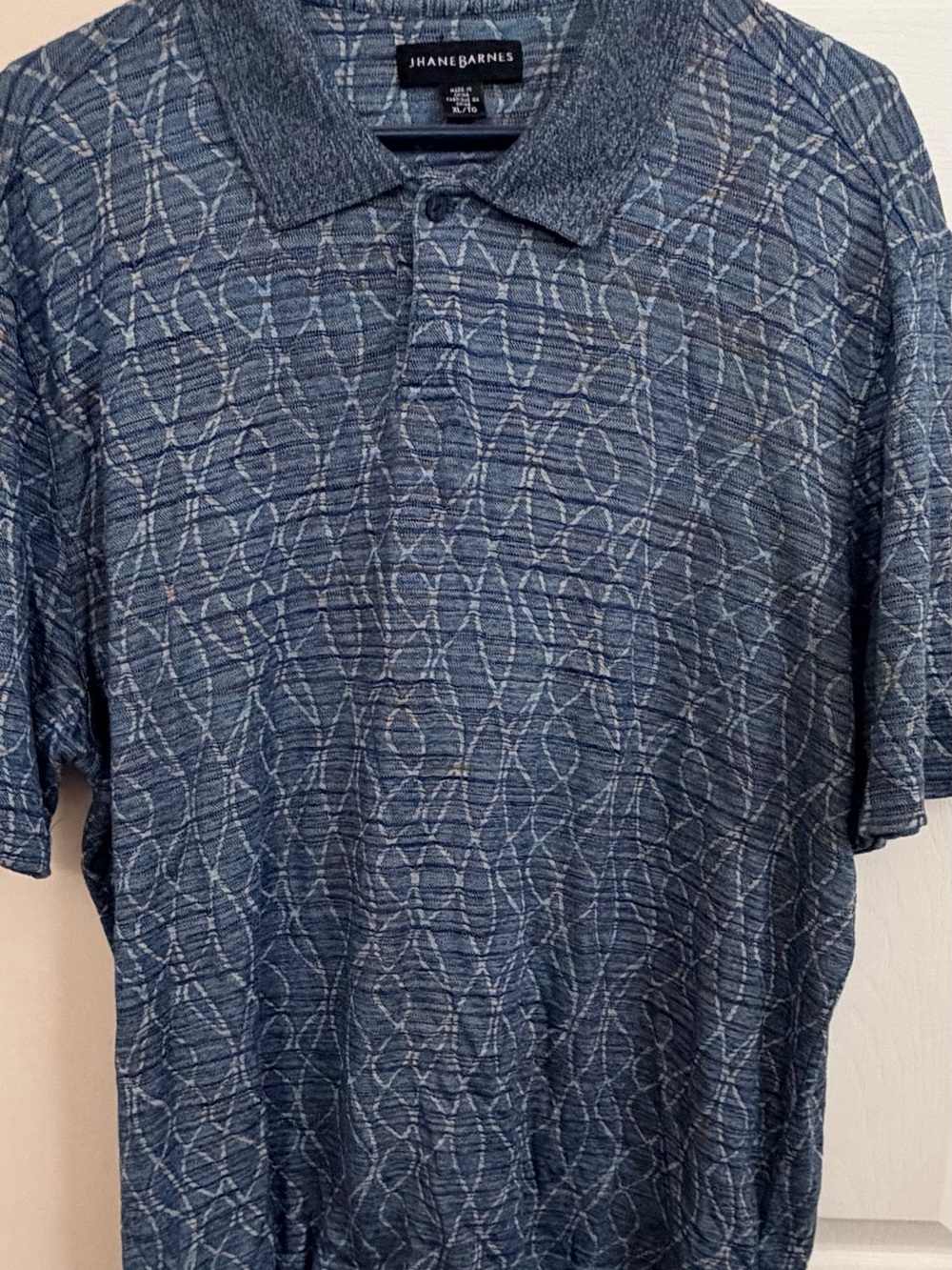 Jhane Barnes 100% Silk Multicolor Men’s XL Lightweight Short Sleeve Polo